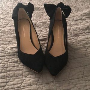 Anthropologie suede bow heels